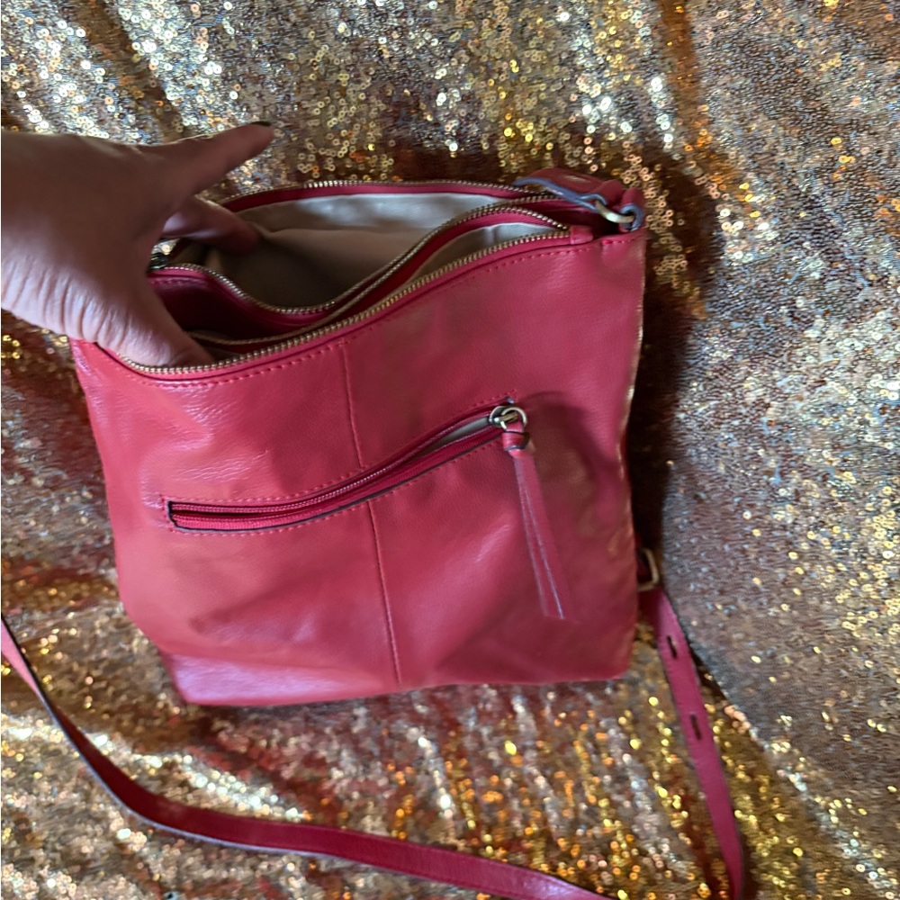 Lodis Red Crossbody Bag with Pebbled Leather